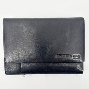 Kenneth Cole New York Black Leather Trifold Wallet – Card Slots, Coin Pocket